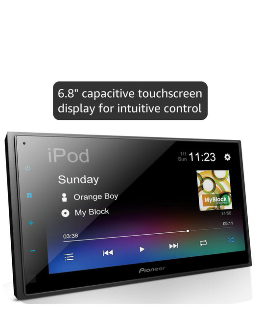 Pioneer 6.8" Capacitive Touchscreen Double Din Car StereoDigital Multimedia Receiver, Alexa, Bluetooth, Backup Camera, USB, FLAC, MIXTRAX, AM/FM Radio, Short Chassis, 13-Band EQ
