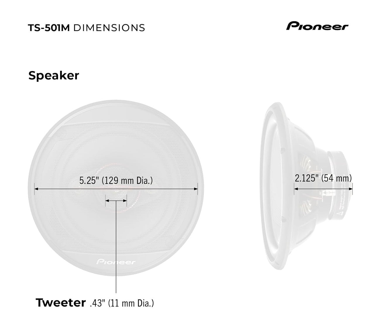 Pioneer TS-501M 4-Way Coaxial Car Audio Speakers (Pair) - 5-1/4" Round, 300 W Max Power, Black and Red