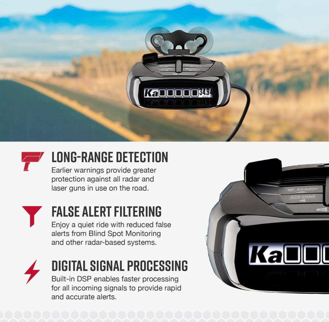 Cobra RAD 480i Laser Radar Detector – Long Range Detection, Bluetooth, Apple CarPlay and Android Auto Compatible, LaserEye Front and Rear Detection, Digital Signal Processing, Black
