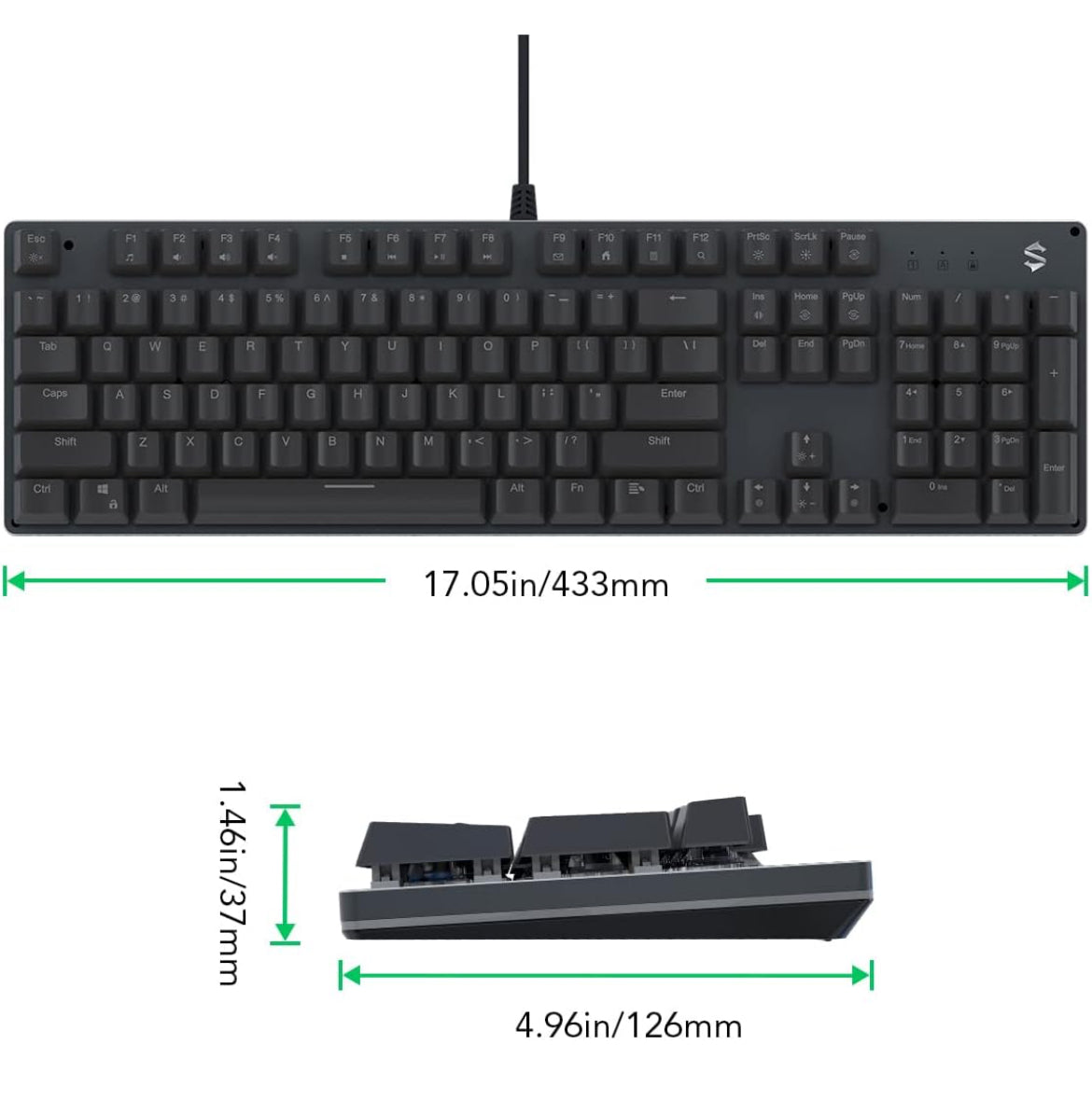 Black Shark RGB Mechanical Gaming Keyboard LED Backlit Wired Keyboard - NEW