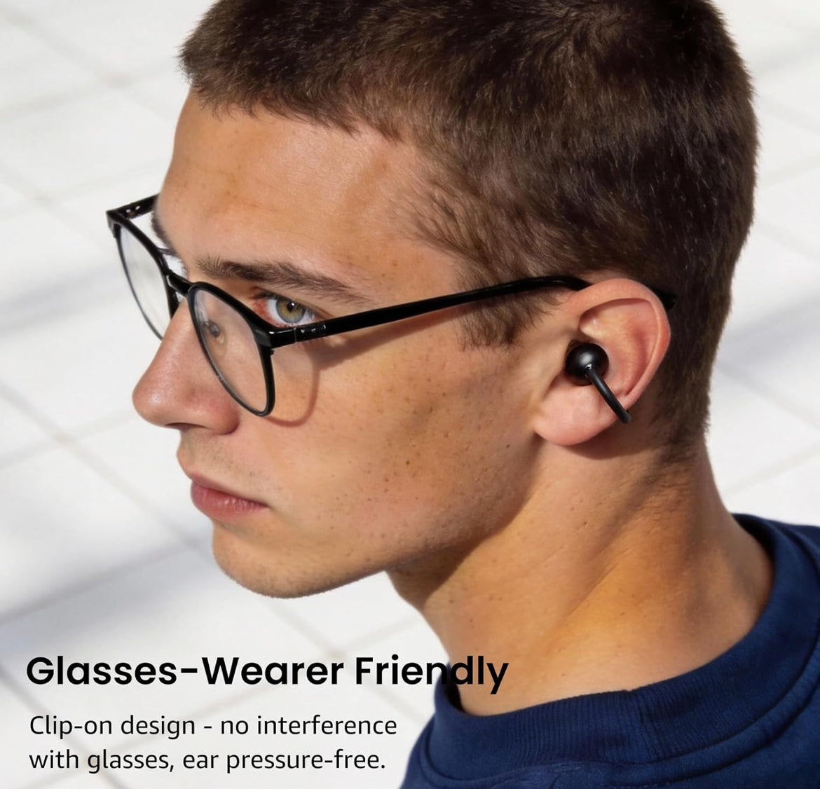 Open Ear Clip Earbuds, Lightweight Comfort 40H Play BT w/ Smart Digital Display - Black