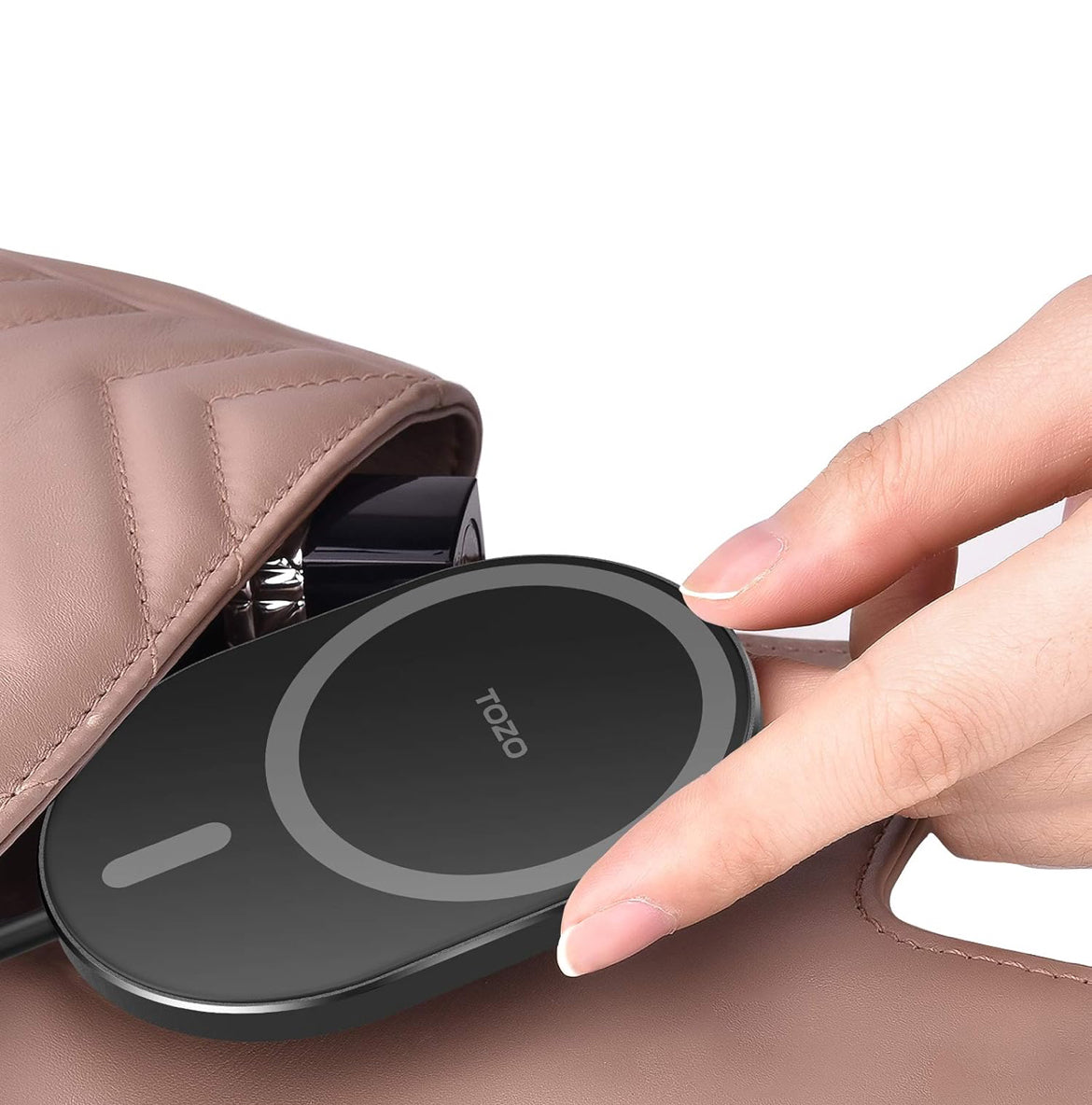 Ultra-Thin Portable Wireless Charger 15W Max Fast Wireless Charging Pad Compatible w/ iPhone / Samsung Galaxy - Dark Gray