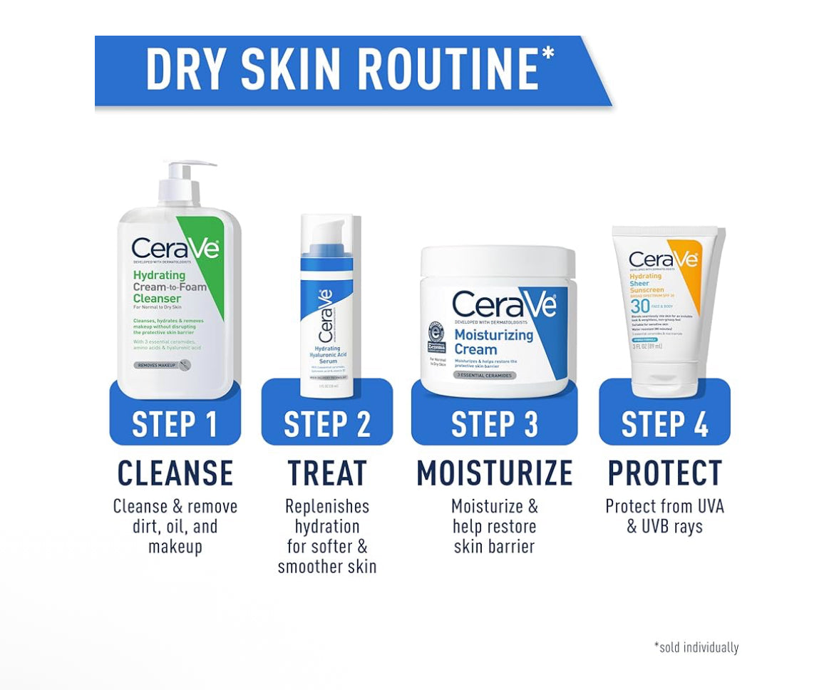 CeraVe Hydrating Cream To Foam Cleanser, Makeup Remover Face Wash For Dry Skin w/ Hyaluronic Acid, Normal To Dry Skin (19 Oz)
