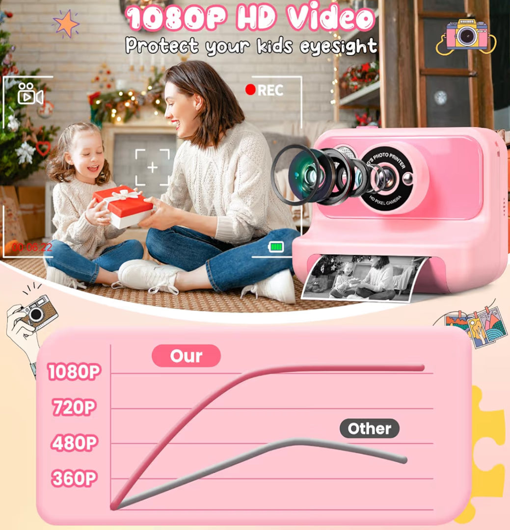 Kinders kitsdruk 1080P HD digitale videokamera m/ 32G kaart - (Ligpienk)
