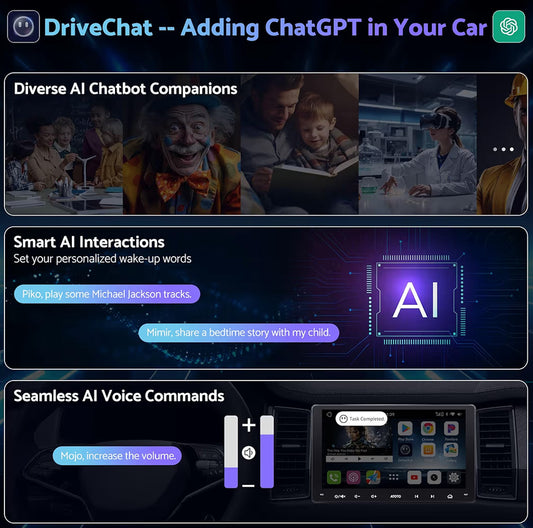 9" Dubbel-Din Kar Stereo Draadloos CarPlay & Android Auto QLED Raakskerm, Dubbele Bluetooth, GPS Nasporing