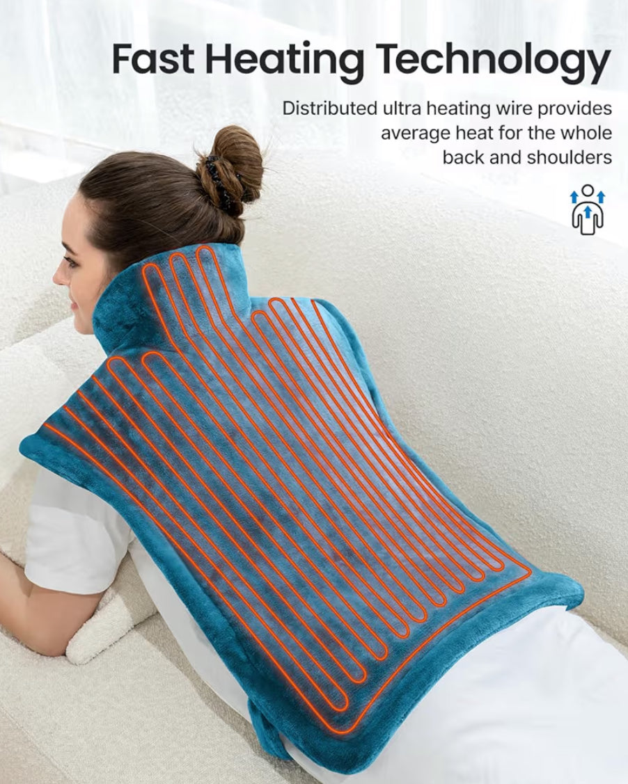 Back Heating Pad for Back Pain Relief - Neck and Shoulder Heat Pad, Auto Shut Off - (Blue)