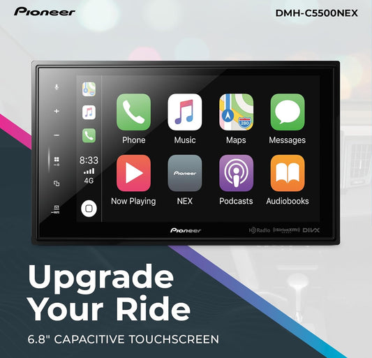Pioneer 8" Capacitive Touchscreen Modular Chassis Car StereoDigital Multimedia Receiver, Wired Apple CarPlay & Android Auto, Alexa, Bluetooth, Backup Camera, FLAC, Hi-Volt RCA