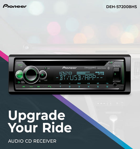 Pioneer 1-Din CD Car Stereo w/ Bluetooth, USB/AUX. HD Radio CD Receiver, SiriusXM, Color Change, FLAC, AM/FM, Detachable Face, 13-Band EQ, 50W x 4, Voice Control, Hi-Volt RCA Preouts