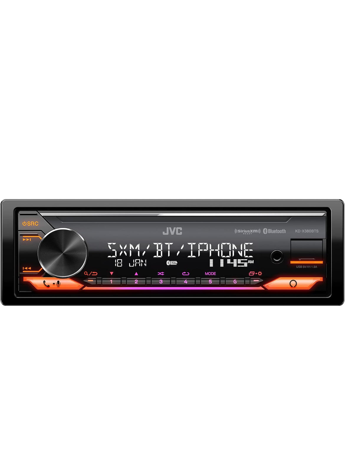 JVC KD-X380BTS Digitale Media Motorontvanger Met Bluetooth, USB, SiriusXM, Amazon Alexa