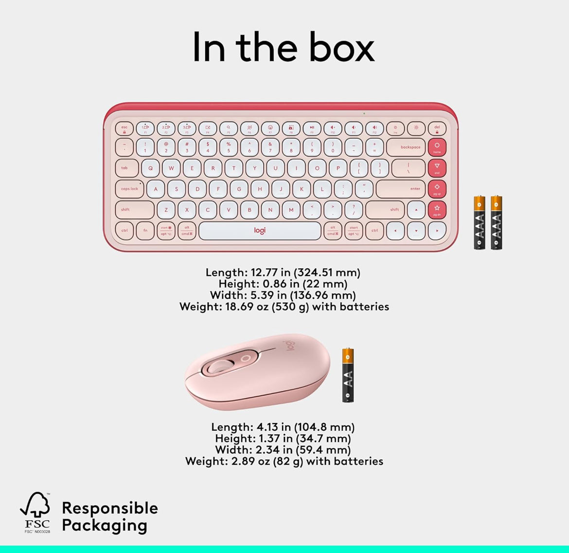 Logitech POP ICON Combo, Bluetooth-sleutelbord-en-muiskombo, Gemaklike Tik, programmeerbare Sleutels en Knoppies, Stil klikke, Maklik-Skakel tot 3 Toestelle - Roose