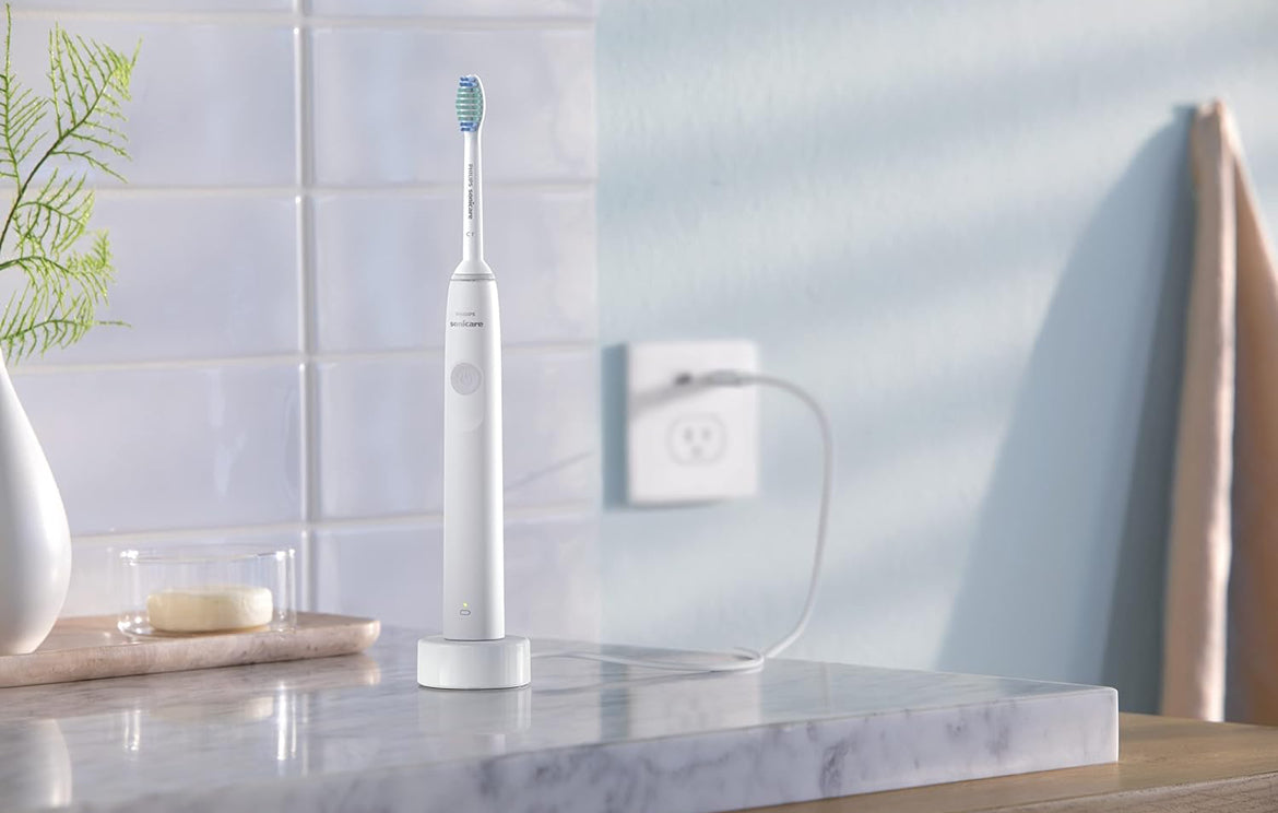 PHILIPS Sonicare 1100 Krag Tandeborsel, Herlaaibare Elektriese Tandeborsel (Wit Grys) HX3641/02