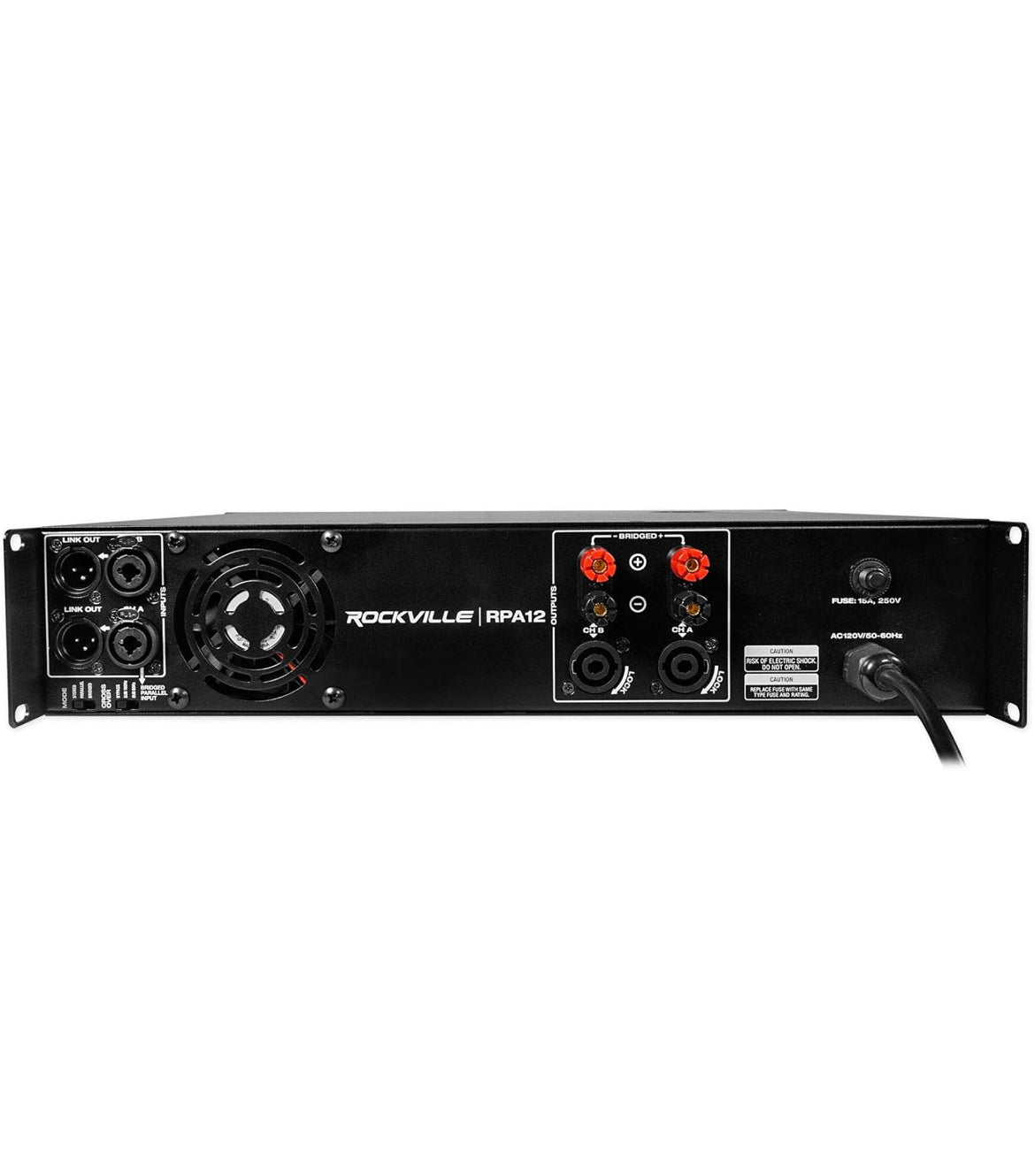 Rockville (2) SBG1128 12" Pro DJ PA Subwoofers+5000w 2-Channel Amplifier+Cables
