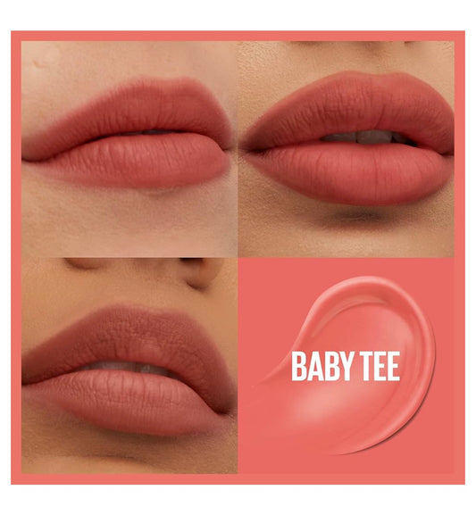 MAYBELLINE Super Stay Teddy Lip Tint, Langblywende Mat Lipstiffie Vir Tot 12 Uur Dra - (Baby Tee) 1 st