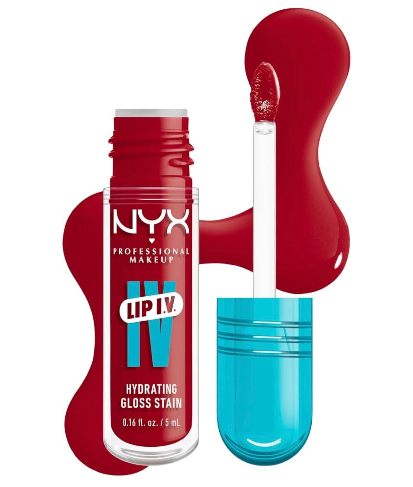 NYX PRO MAKEUP Lip IV Hydrating Glossy Lip Stain, Langdurig, Getint, Veganistiese Formule met 12 UUR Hidrasie - Cherry Drenched (Rooi)