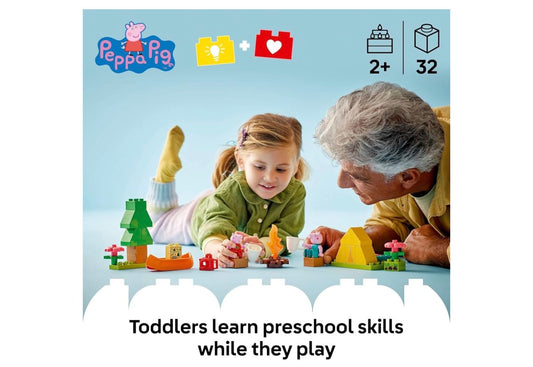 LEGO DUPLO Peppa Pig Kampeeruitstappie Kleuterleerder Speelding - Sensoriese Speelding vir Kreatiewe en Ontwikkelingspel - Prettige Verjaardaggeskenk vir Peppa Pig Aanhangers, Kinders, Meisies, Seuns, Ouderdomme 2+ - 10452