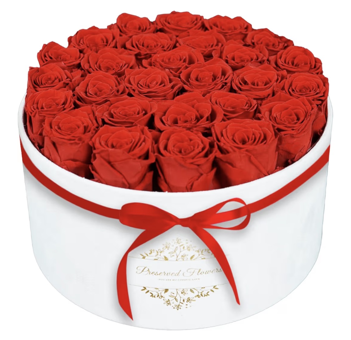 Forever Preserved (17) Roses Flowers in a Luxury Suede Box, Birthday Gifts, Anniversary Valentines Day Gifts (White)
