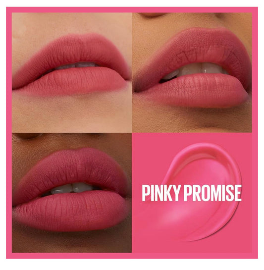 MAYBELLINE Super Stay Teddy Lip Tint, Langblywende Mat Lipstiffie Vir Tot 12 Uur Drag - (Pinky Promise) 1st