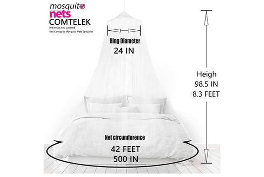 Mosquito Net Bed Canopy Curtains Full Size from Ceiling,Dome Mosquito Netting Bed Tent Decor - (Light White)