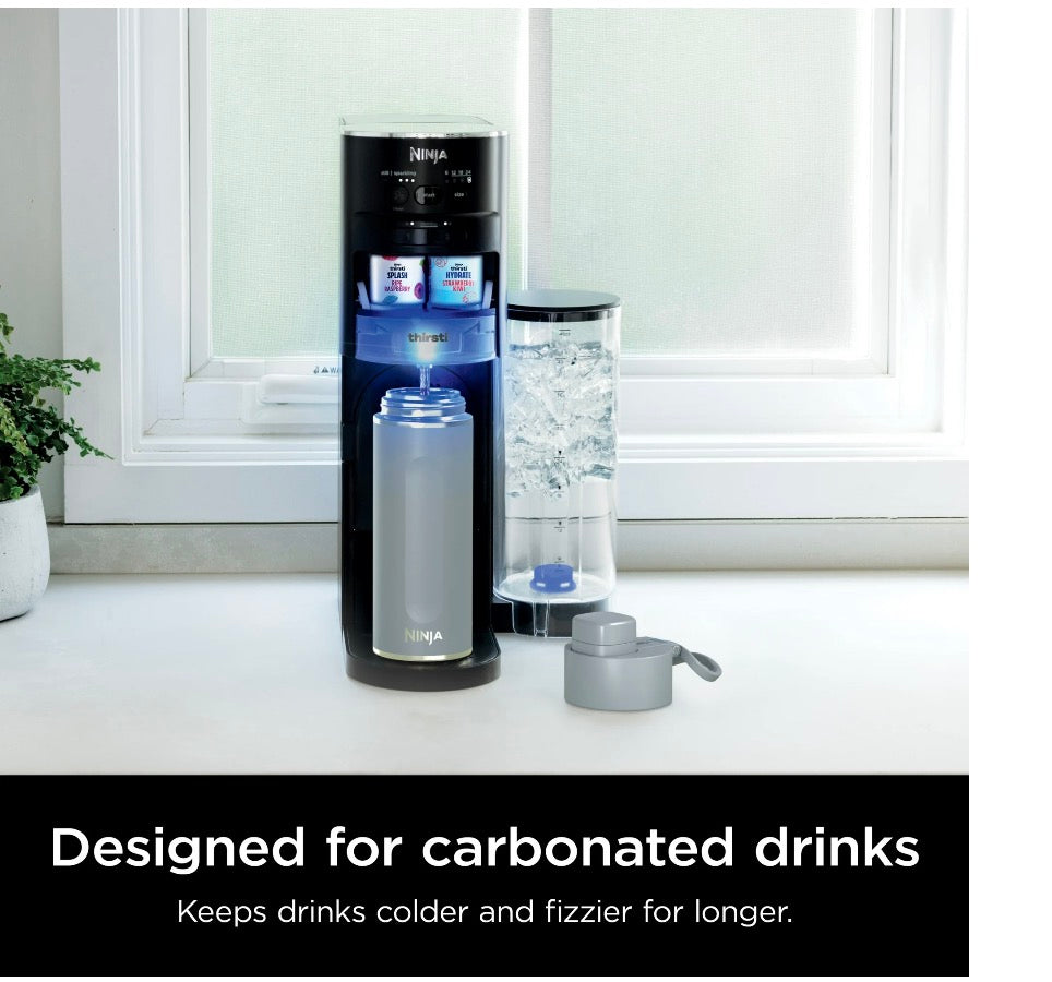 Ninja Travel Water Bottle (24 oz) Stainless Steel Tumbler for Carbonated Drinks (Gray)