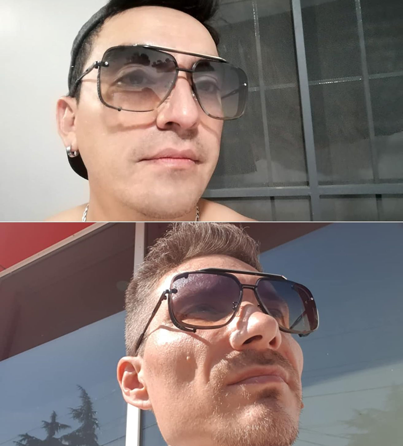 UNISEX Oorgroot Vierkantige Vlieënier Gradiënt-sonbrille C6 Geweerraam/Gradiënt - Grys Lens