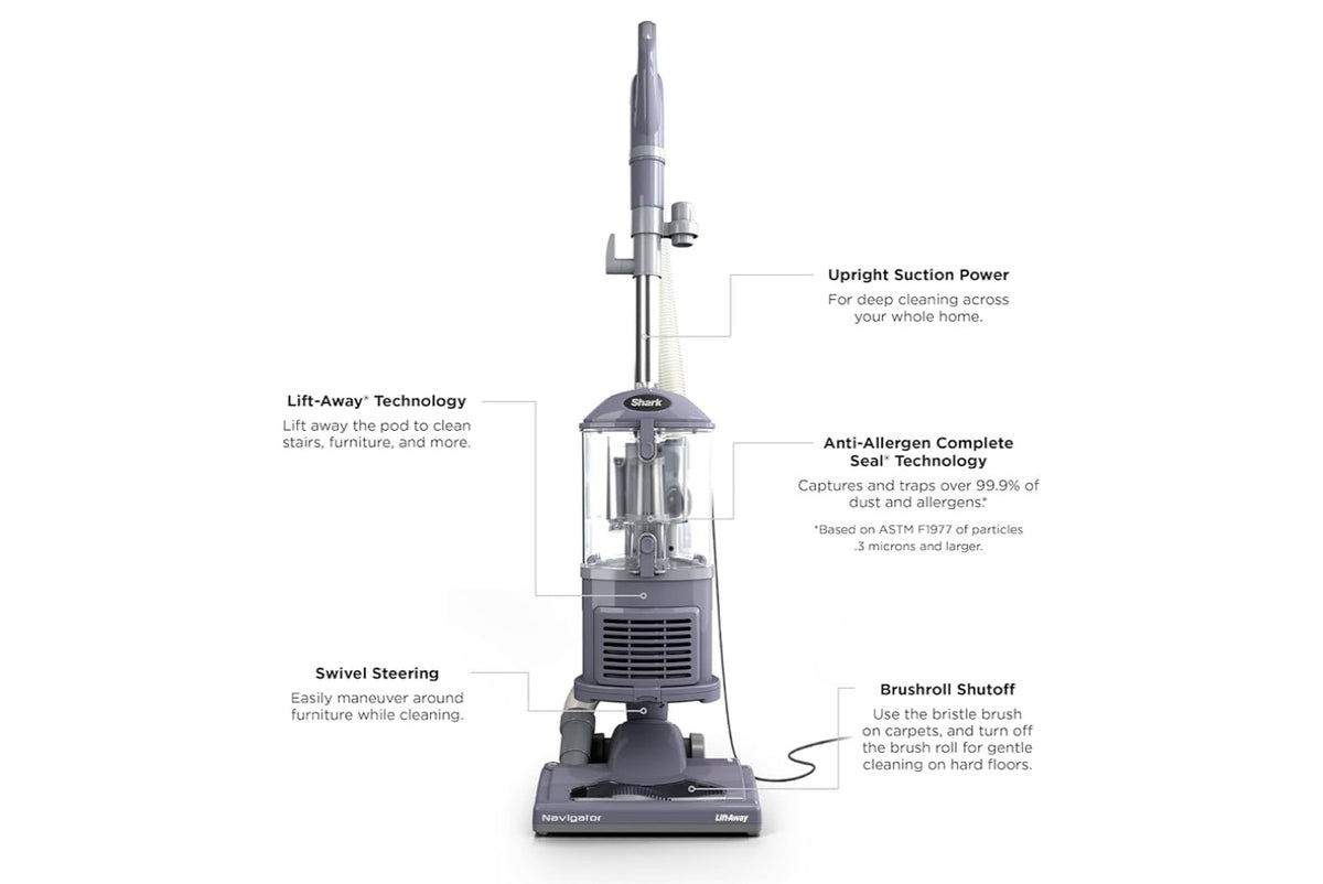 Shark Upright Vacuum Cleaner Navigator Lift-Away Carpet & Hard Floor Cleaning,Upholstery & Crevice Tools, Swivel Steering, Large Dust Cup Capacity - (Lavender)