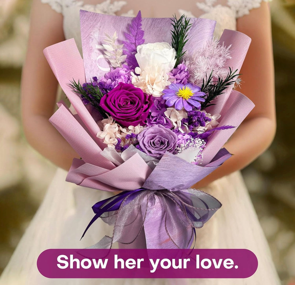 Preserved Flowers Bouquet, Eternal Natural Rose - Special Occasion - Decorations