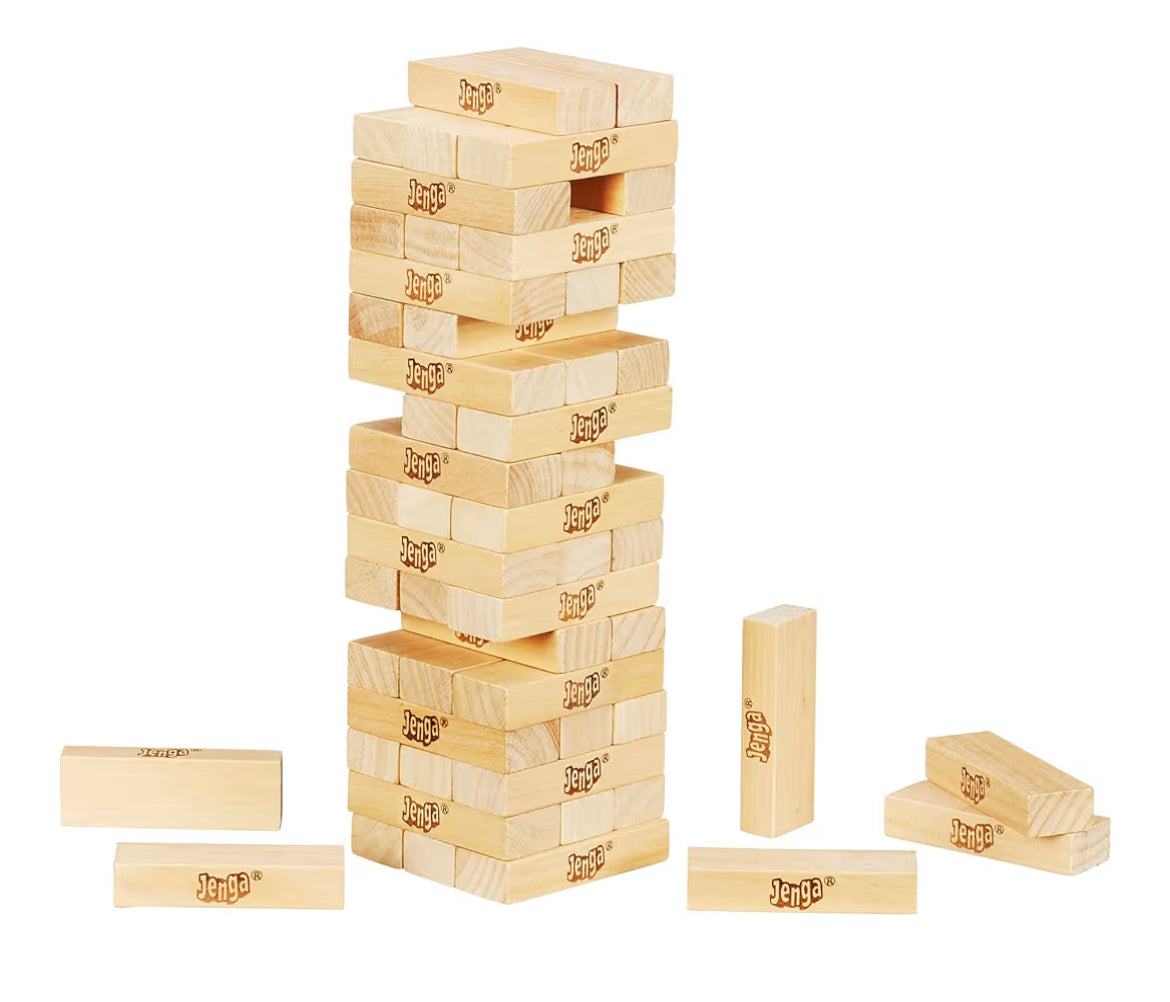 Hasbro Gaming Jenga Wooden Blocks Stacking Tumbling Tower Game for Kids & Families