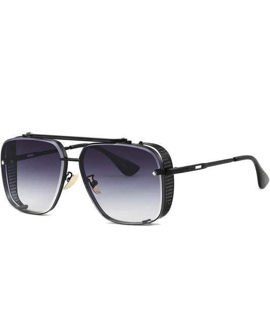 UNISEX Oorgroot Vierkantige Vlieënier Gradiënt-sonbril C1 Swart Raam/Gradiënt - Grys Lens