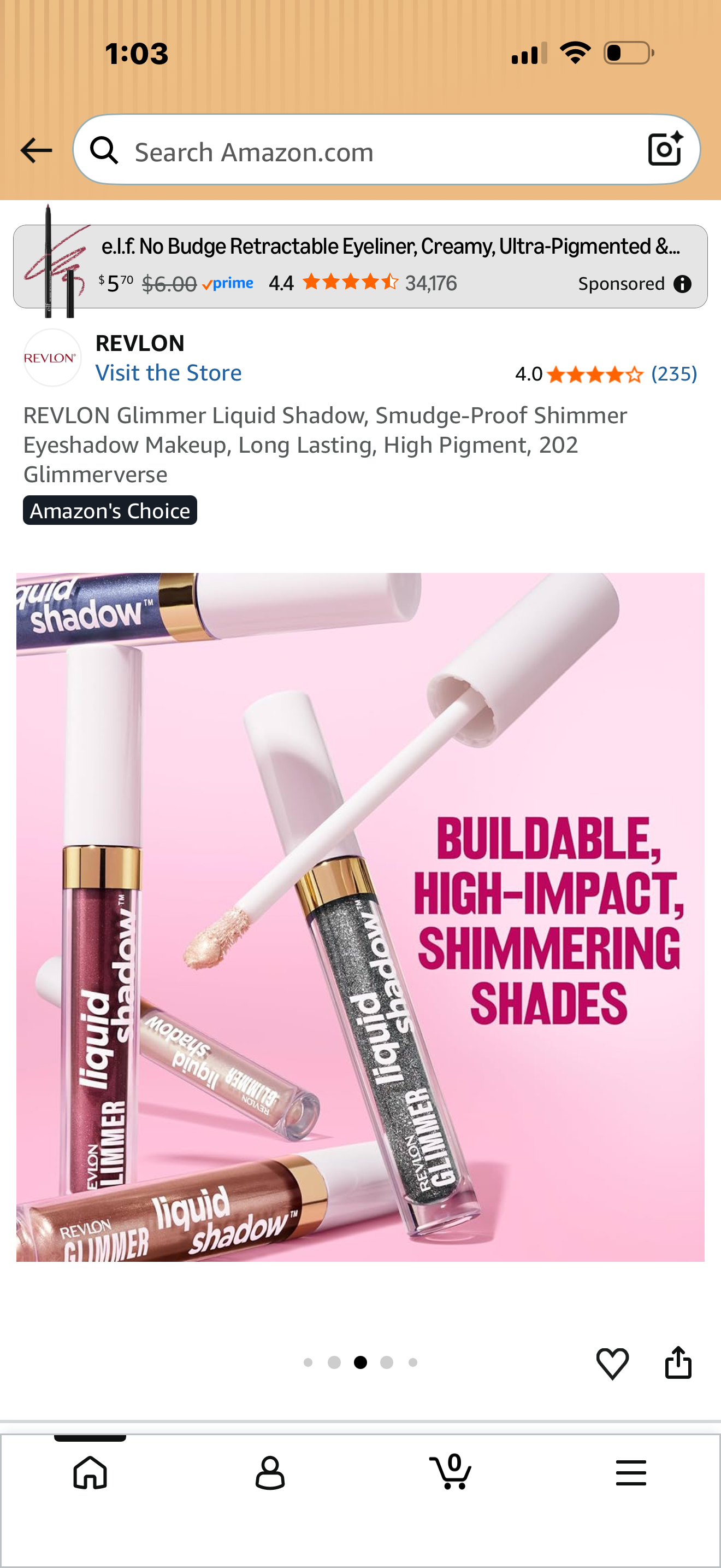 REVLON Glimmer Liquid Shadow, Smudge-Proof Shimmer Eyeshadow Makeup, Long Lasting, High Pigment - (202 Glimmerverse)