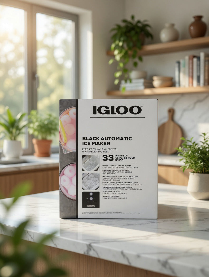 Igloo Electric Countertop Ice Maker Machine - Automatic and Portable - 33 LBS in 24 Hours - (Black)