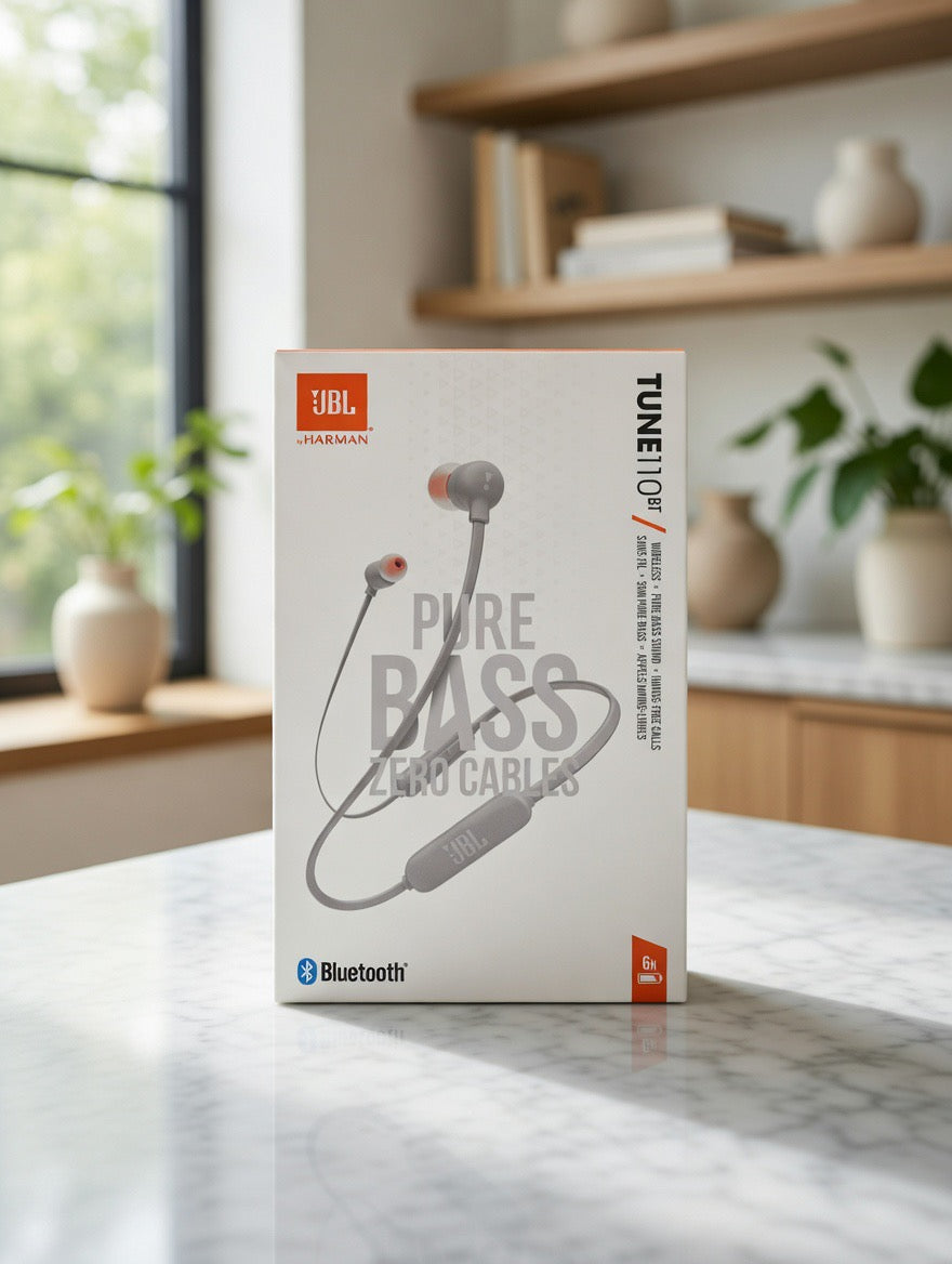JBL Tune 110BT Wireless Earbuds, Pure Bass Sound, 6-Hour Battery