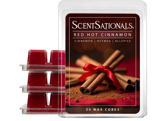 Scentsationals Wasblokkies, Sterk Geur – Cozy Treats Versameling Rooi Warm Kaneel – 10oz (24-Blokkies)