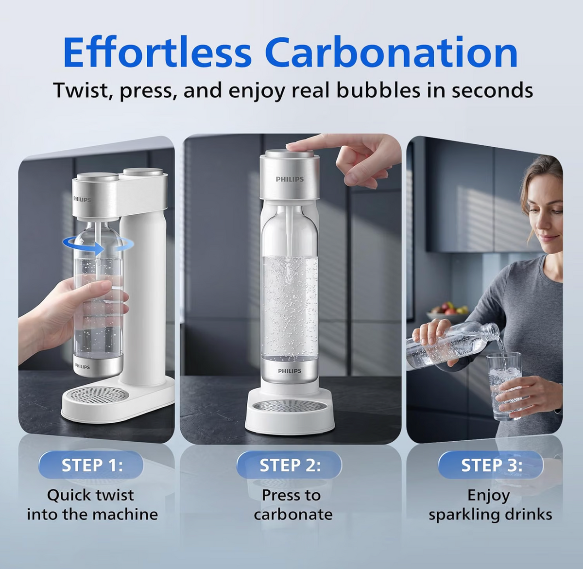 Soda Maker / Sparkling Water Machine, Lightweight & Easy to Use - (WHITE)