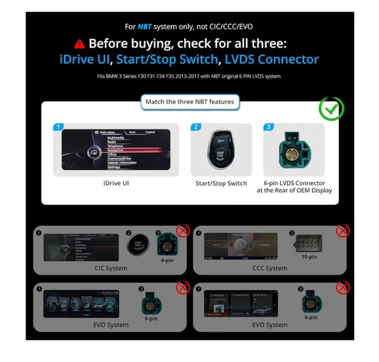 12.3" Android Car Stereo Compatible w/ BMW 3 Series F30 F31 F34 F35 2013-2017 NBT System, 4G LTE, Wireless CarPlay&Android Auto, SCVC, Dual Bluetooth