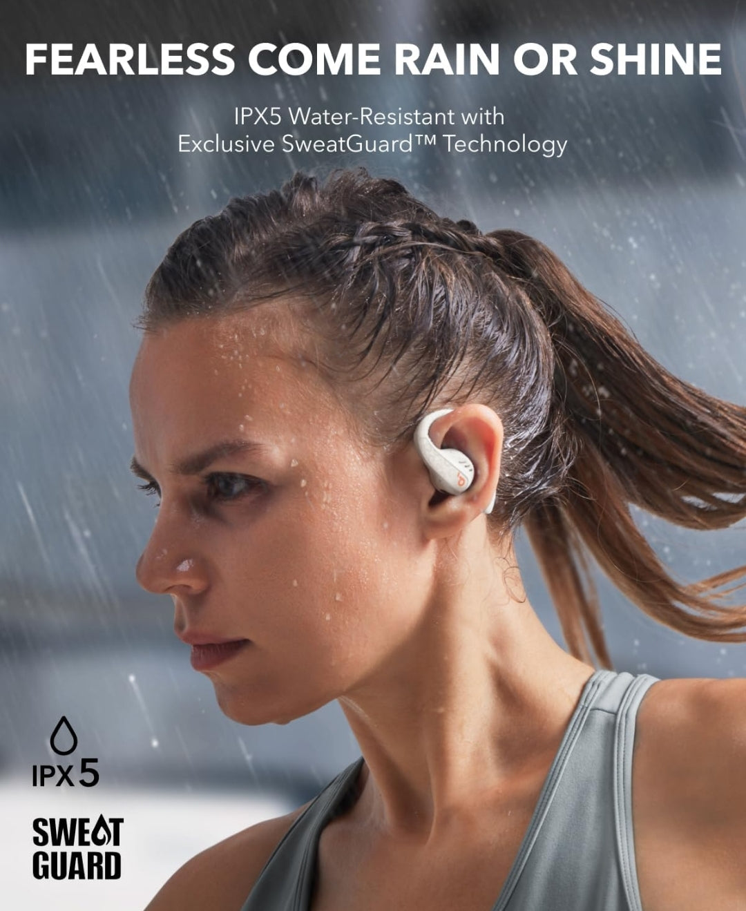 Soundcore by Anker AeroFit Pro Open-Ear Headphones, Ultra Comfort, Secure Fit, Ergonomic Design, Rich Sound with LDAC, Bluetooth 5.3, IP55 Water-Resistant, 46H Playtime, App Control, Wireless Earbuds