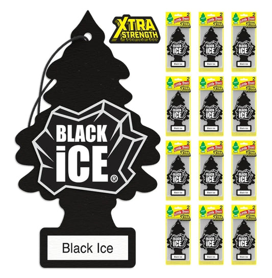 LITTLE TREES Kar Lugverfrisser Xtra Sterkte Langdurige Geur Ekstra Hupstoot - Black Ice (24)