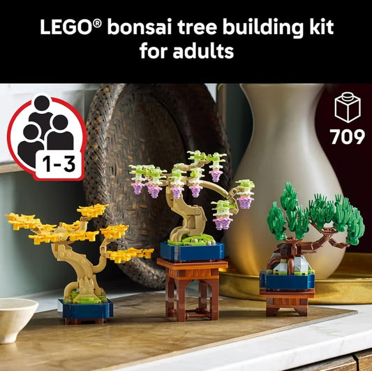 LEGO Botanicals Mini Bonsai Bome Boustel – Kunsmatige Bonsai Boom Boublokke vir Volwassenes, Ouderdom 18+ – DIY Huis- en Kantoordekor