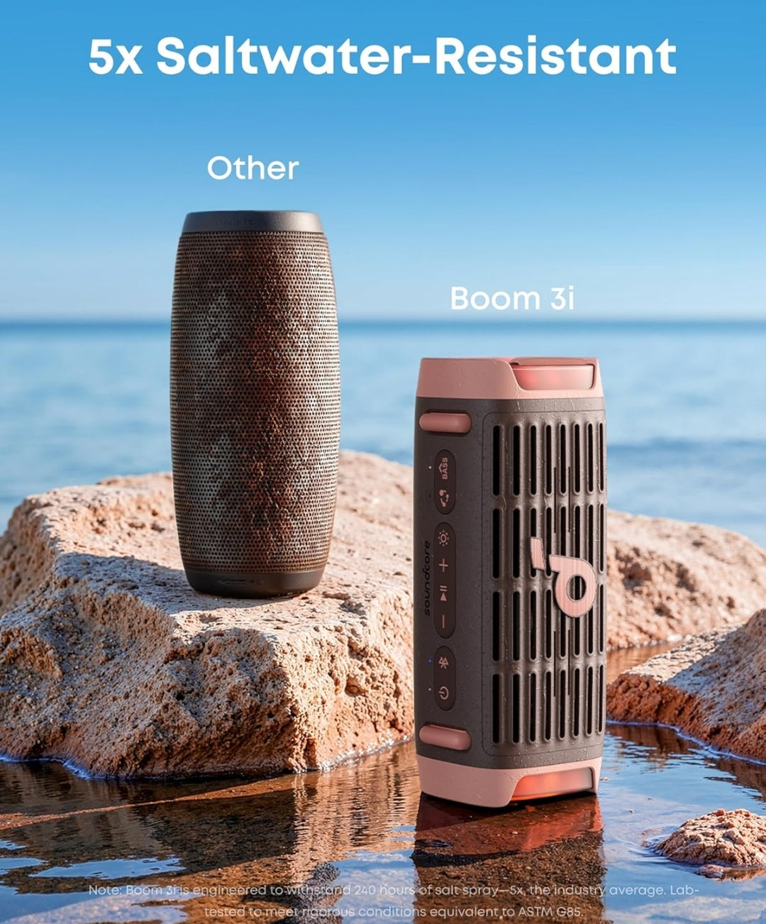 Soundcore Boom 3i by Anker, Rugged Outdoor Speakers, IP68 Waterproof, Floating Playback, Saltwater-Resistant, BassUp 2.0, 50W Portable Speaker, Bluetooth 5.3, 16H, TWS, Kayak/Fishing/Camping-Brown