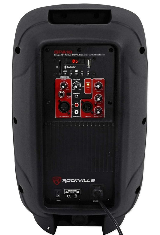Rockville (2) BPA10 10" Professionele Aangedrewe 400 Watt DJ PA Luidsprekers met Bluetooth