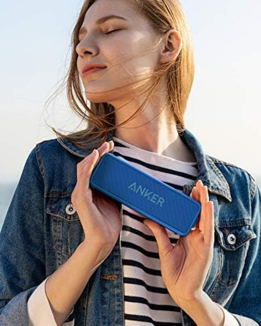 Anker Soundcore 2 12W Draagbare, Koordlose Bluetooth-luidspreker met Beter Bas, 24-uur Speeltyd, 20m Bluetooth-bereik, IPX7 Waterbestandheid, Ingeboude Mikrofoon, Ideaal vir Stort, Reis, Partytjie, Strand - Blou