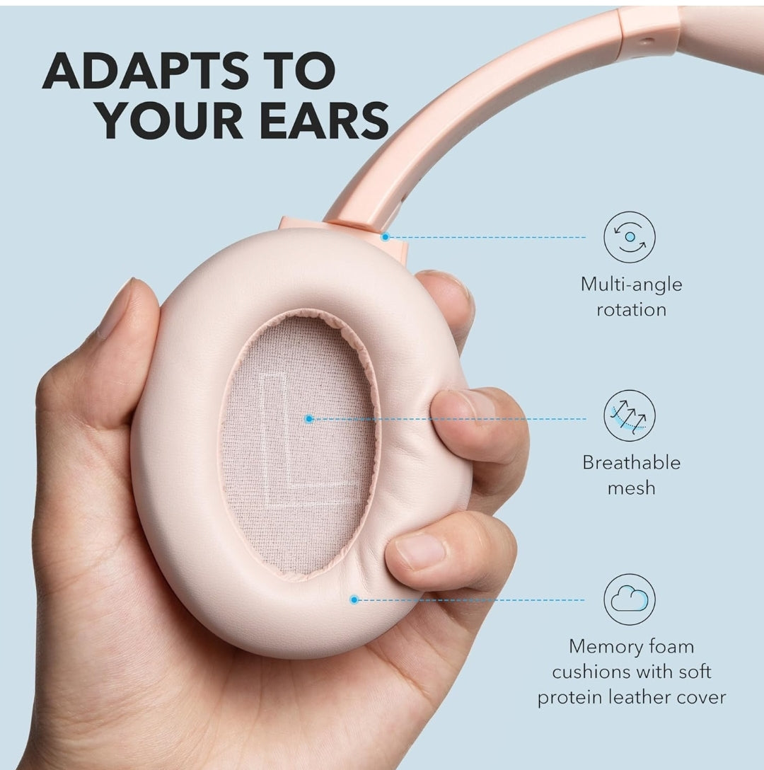 Soundcore Anker Life Q20 Hybrid Active Noise Cancelling Headphones, Wireless Over Ear Bluetooth Headphones, 70H Playtime, Hi-Res Audio, Deep Bass, Memory Foam Ear Cups, Travel, Office, USB-C Charging