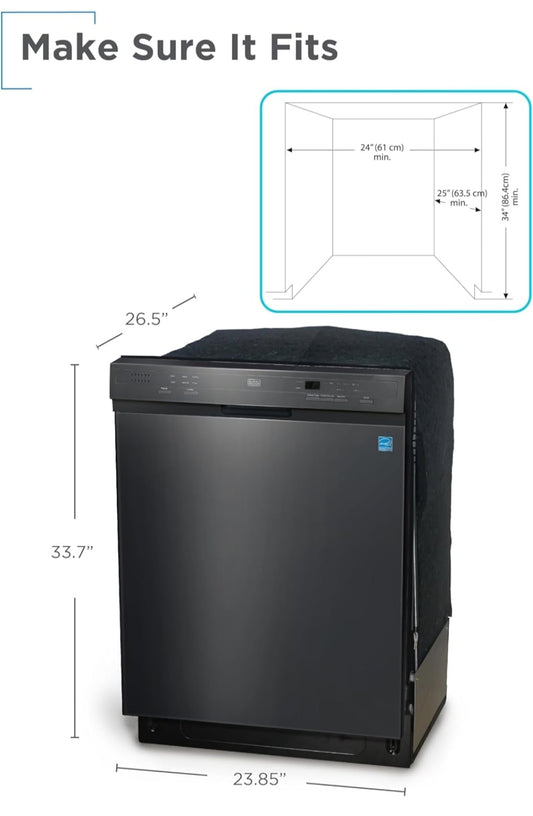 BLACK+DECKER 24" Ingeboude Skottelgoedwasser, 12-Plek Instelling Kapasiteit met Vlekvrye Staal Bad, Skottelgoedwasser met 6 Wasprogramme, Lae Geraas, ENERGY STAR Gesertifiseer, BDW200MB, Swart