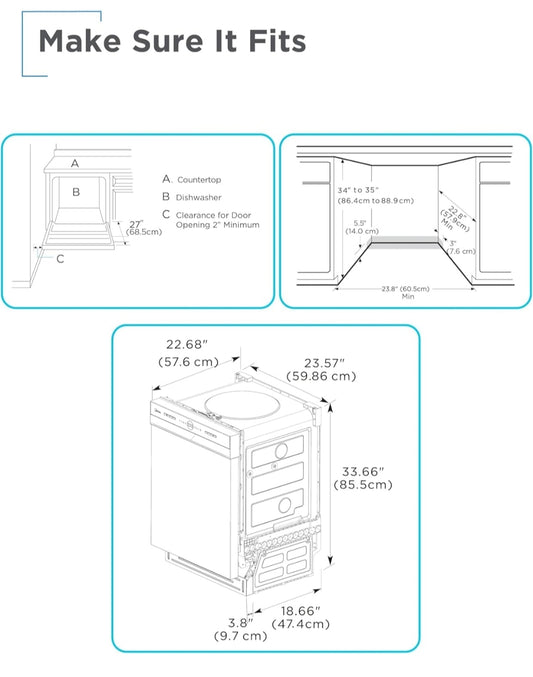 BLACK+DECKER 24" Ingeboude Skottelgoedwasser, 12-Plekkie Plaatkapasiteit met Vlekvrye Staalbad, Skottelgoedwasser met 5 Wasprogramme en Slim Wasiklus, ENERGY STAR-gesertifiseer, BDW100MB, Swart