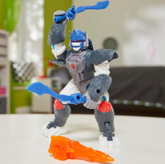 Transformers MixMashers Optimus Primal Pasgemaakte Saamstelbare Aksiefiguur & Toebehore, 5-duim-skaal (12 cm) Robot Speelgoed vir Kinders Ouderdom 4+
