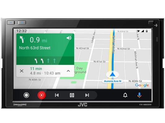 JVC Ingeboude Wi-Fi vir Draadlose CarPlay Android Auto, 6.8" LCD-raakskerm, AM/FM, Bluetooth, MP3-speler, USB-poort, Dubbel-DIN, 13-band EQ, SiriusXM Motorradio