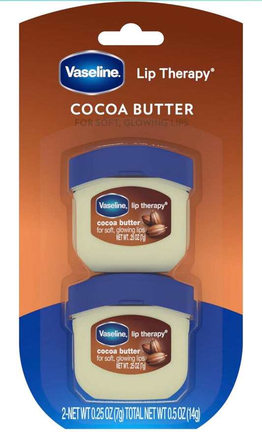 Vaseline Lip Therapy Lip Balm Mini 2 Pak Kakao Botter Vir Droë Gebarste Vel 0.25 oz