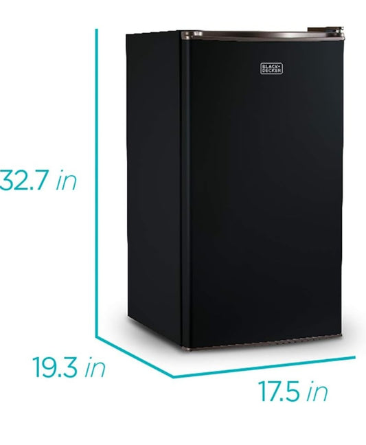 BLACK+DECKER BCRK32B Kompakte Yskas Energie Star Enkeldeur Mini Yskas met Vrieskas, 3.2 Kubieke Voet, Swart