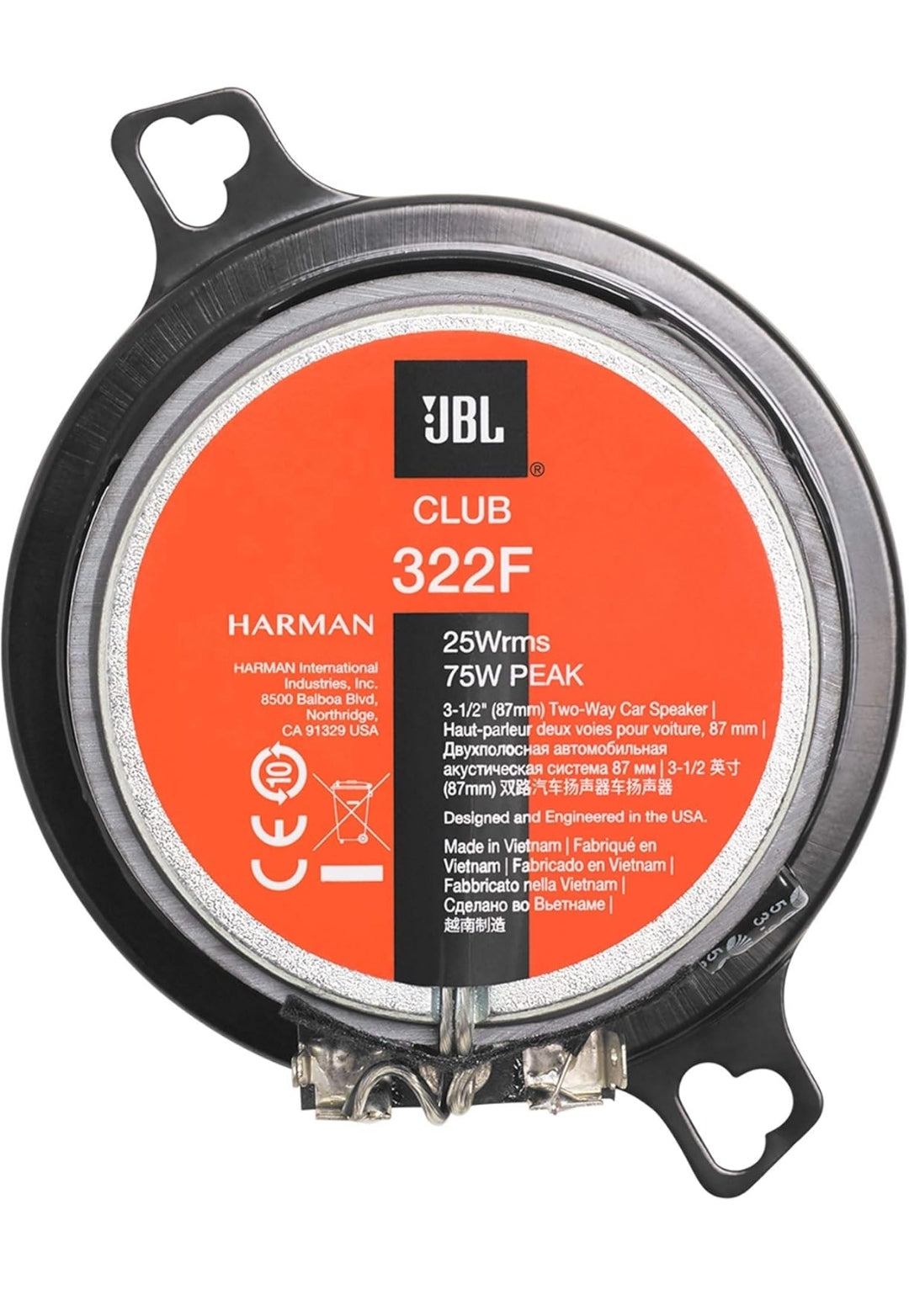 JBL Club 322F - 3.5", Two-way Component Speaker System (No Grill)