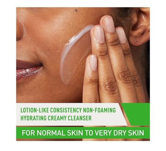 CeraVe Hydraterende Gesigsreiniger, Bevogtigende Gesigswas Vir Droë Vel, Hialuroonsuur + Seramiede + Gliserien Vir Normale Tot Droë Vel