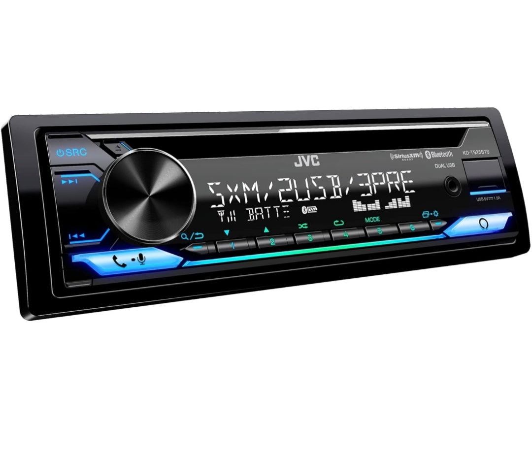 JVC KD-T925BTS Bluetooth-motorstereo-ontvanger met USB-poort – LCD-skerm - AM/FM-radio - MP3-speler - Dubbel DIN – 13-band-EQ (Swart)